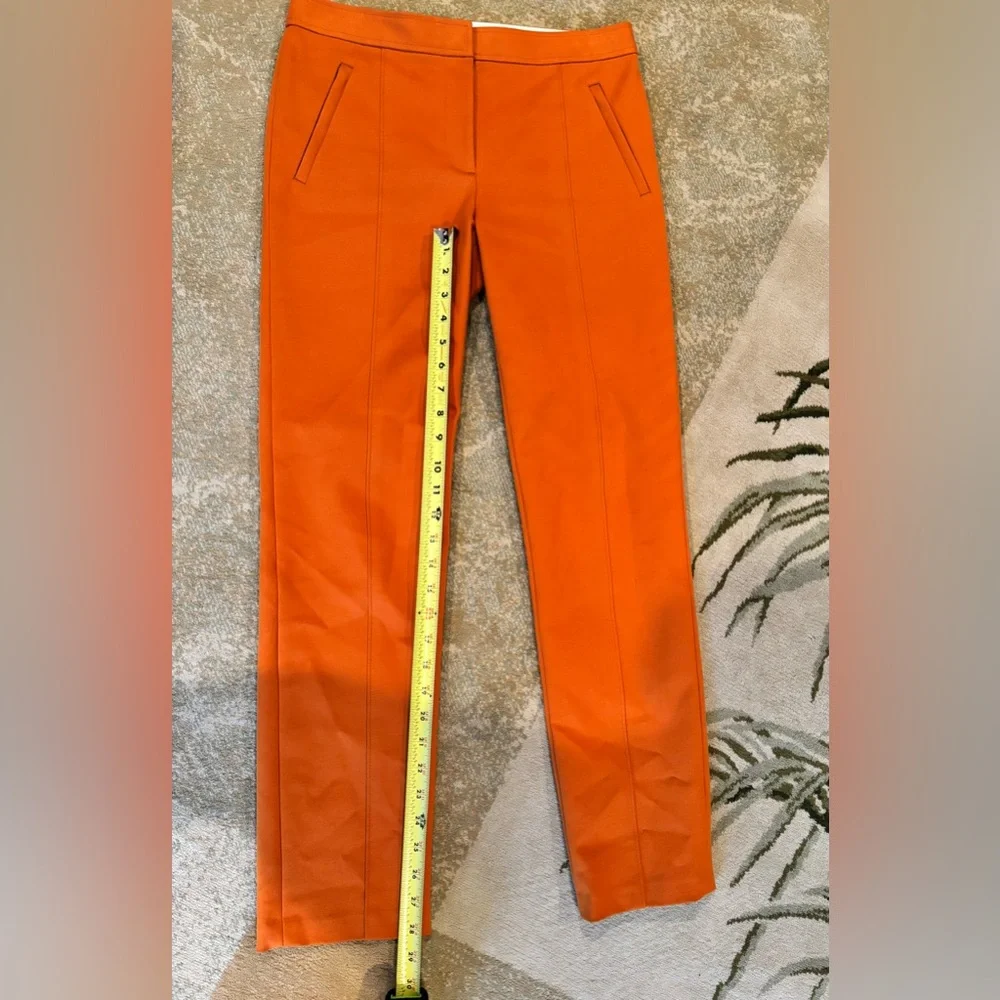 Tory Burch Orange Tailored Ankle Pants Size 4 Slim Leg Cropped Career